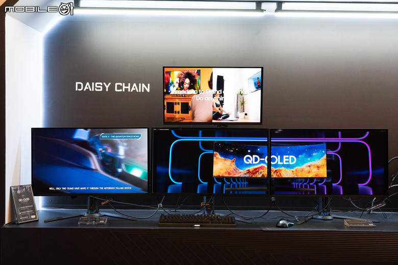 【Computex2024】技嘉展示 AORUS FO32U2P 電競螢幕 具備 DP 2.1 UHBR20 80Gbps 傳輸頻寬 一條線就能串接多台 4K 解析度螢幕