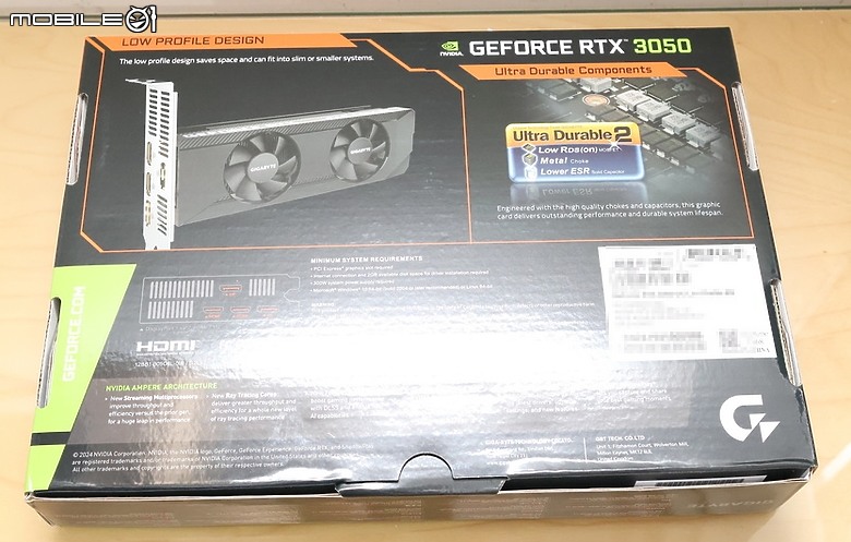 小卡4輸出，技嘉 GeForce RTX™ 3050 OC Low Profile 6G 開箱