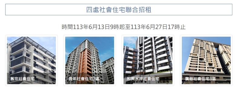 113年臺北市4社宅961戶聯合招租