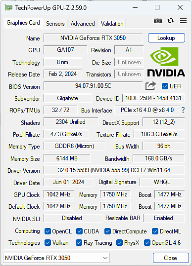 小卡4輸出，技嘉 GeForce RTX™ 3050 OC Low Profile 6G 開箱