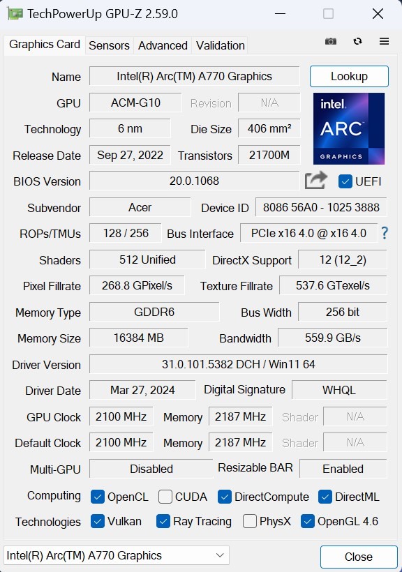 【開箱】萬元級高CP首選！16GB量大管飽！Acer Predator BiFrost Intel Arc A770 OC 顯示卡