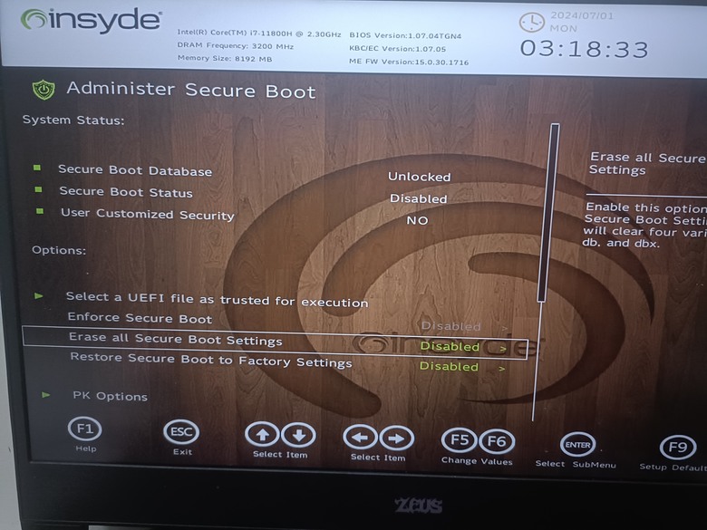 捷元筆電無法順利開啟Secure boot