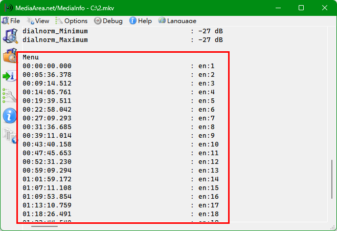 如何用 MediaInfo 取出 影片章節