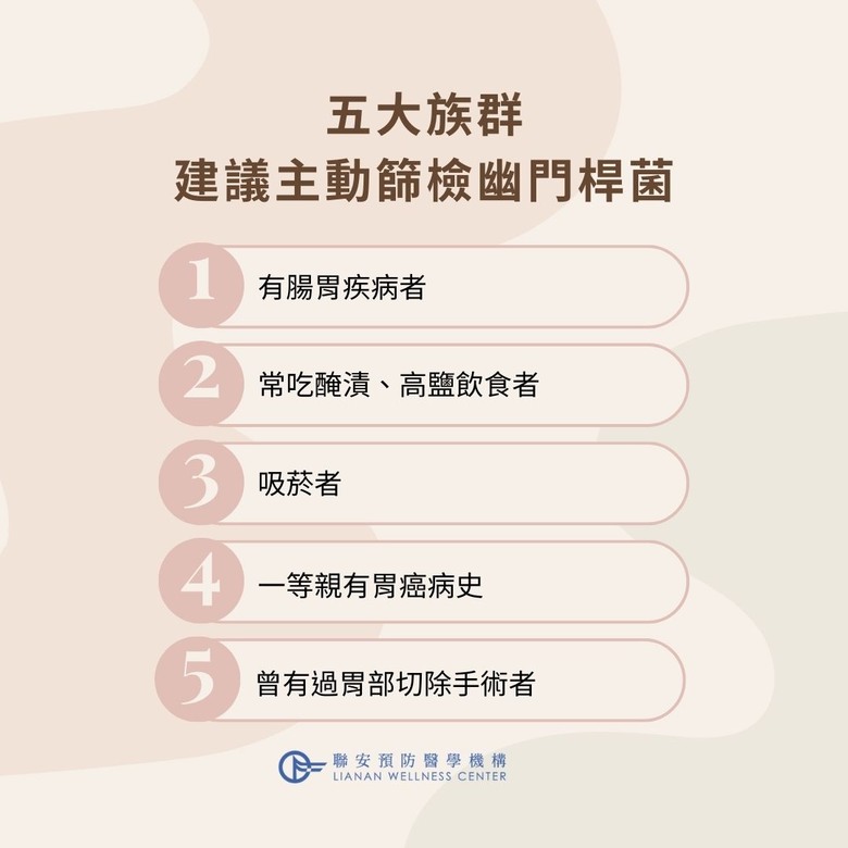 五大胃癌高風險族群注意 及早檢測幽門桿菌 遠離胃癌危險
