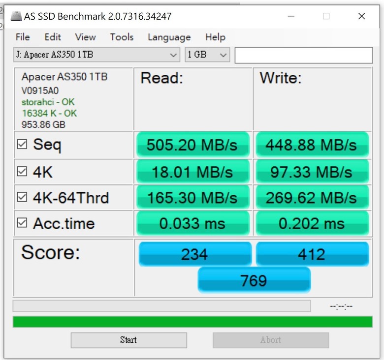 點我看大圖 Apacer 宇瞻 AS350X SATA3 2.5吋 1TB SSD 固態硬碟 測試心得分享!