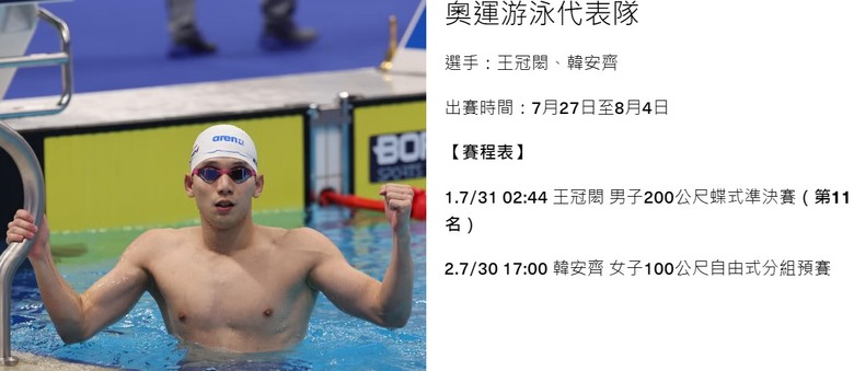 2024奧運中華隊賽程表懶人包