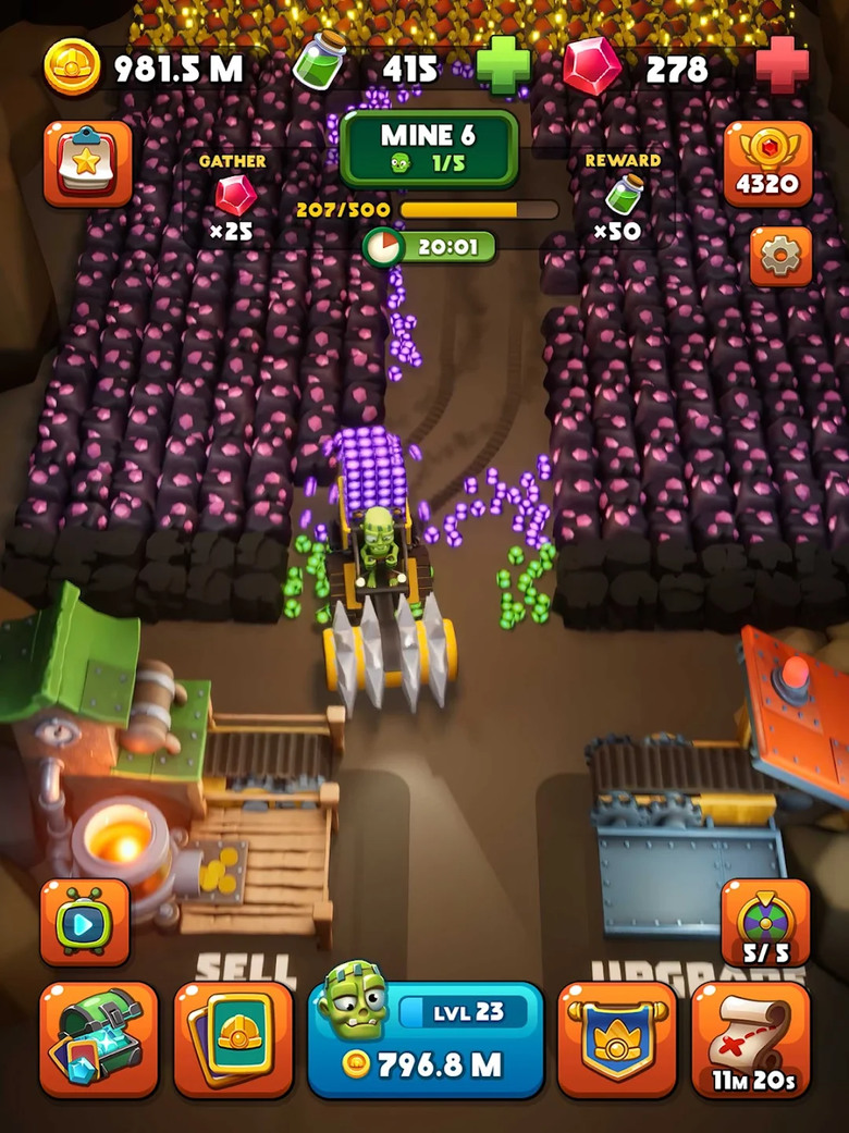 《Idle Zombie Miner: Gold Tycoon》 放置殭屍礦工:黃金大亨 招募殭屍 合併升級 擴展領域 挖礦賺錢 | 解鎖更多的設施 快速收益金幣 探索未知領域 登上大亨寶座