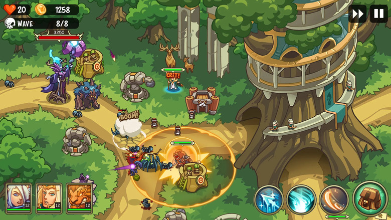 《Empire Warriors: TD 塔防 offline》 帝國勇士塔防 30元免費的離線版本 | 在敵人進攻的路線上配置4種防禦塔 11位英雄可進行操作施放技能 建立發展 保衛王國