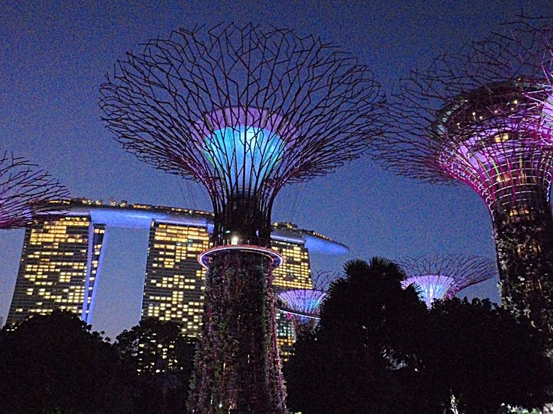 濱海灣花園 雲霧林(Cloud Forest)、花穹(Flower Dome) 及《莫內印象(Impressions of Monet)》特展、擎天樹叢(Supertree Grove)的《花園狂想曲(Garden Rhapsody)》聲光秀、遊園導覽車(Audio Tour)、Jurassic Nest FoodHall中的Hawker Chan燒肉飯,及金沙酒店《幻彩生輝(Spectra- A Light and Water)》燈光秀 — 赤道三國文化休閒行旅 之 新加坡篇 第五回 濱海灣花園