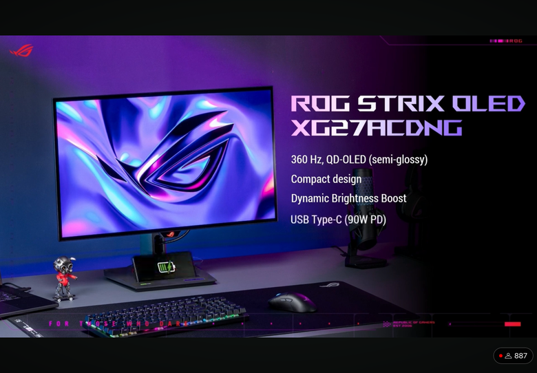 ROG 推出首款 1440p 解析度 480Hz 高更新率螢幕 ROG Swift OLED PG27AQDP 提供電競玩家更流暢遊戲畫面
