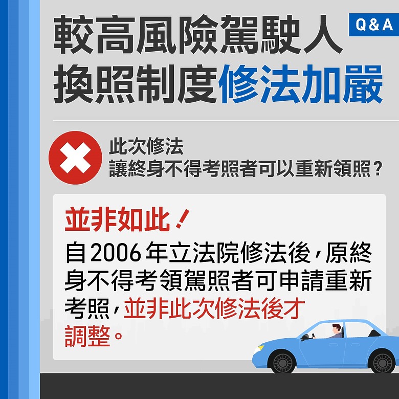 【國內新訊】交通部修改「較高風險駕駛人」換照規定,換發短期駕照並新增6年觀察期!