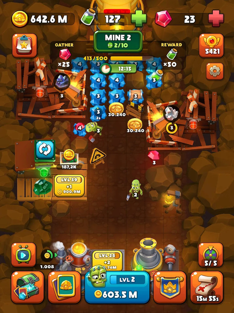 《Idle Zombie Miner: Gold Tycoon》 放置殭屍礦工:黃金大亨 招募殭屍 合併升級 擴展領域 挖礦賺錢 | 解鎖更多的設施 快速收益金幣 探索未知領域 登上大亨寶座
