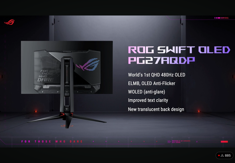 ROG 推出首款 1440p 解析度 480Hz 高更新率螢幕 ROG Swift OLED PG27AQDP 提供電競玩家更流暢遊戲畫面