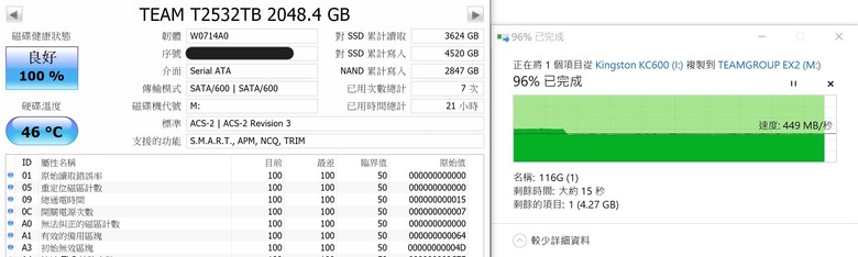 TeamGroup 十銓 EX2 2.5吋 SATA3 2TB SSD 固態硬碟 測試心得分享!