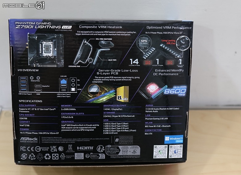 點我看大圖 Z790 末代 ITX 超頻小鋼炮 Z790I Lightning 開箱