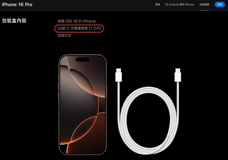 請問iPhone16 Pro Max 盒附充電線 傳輸速度？