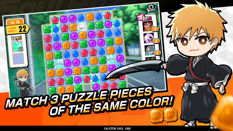 《BLEACH Soul Puzzle》 9月24日 全球上市 電視動畫 少年Jump漫畫《BLEACH 死神》推出首款三消益智遊戲 | 經典場景 熟悉的角色 化身為可愛的迷你尺寸陸續登場