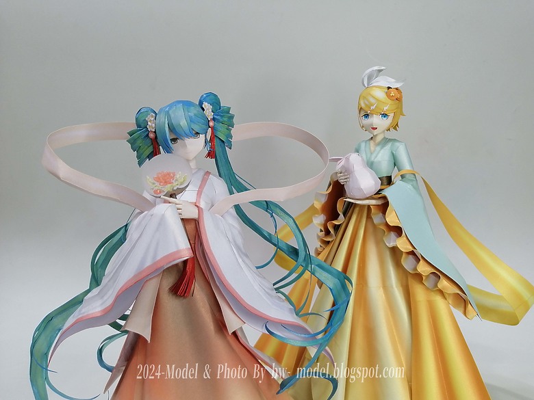 點我看大圖 VOCALOID 鏡音鈴(中秋明月 Ver.) 紙模型 製作