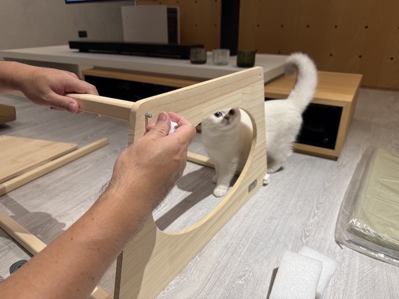 組裝簡單又好看! PETSFIT Modern Style Wood Cat House with Soft Mat 貓屋開箱