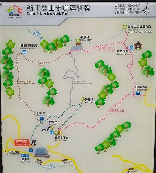 點我看大圖 潭子新田登山步道能順便踩點旁邊的小百岳「聚興山」,生意盎然適合全家大小的綠色步道,帶你全部走一趟