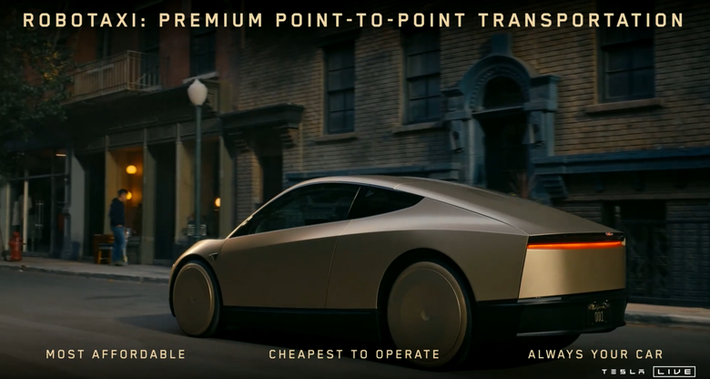 Tesla無人計程車Cybercab預計2026年量產問世|無人巴士與新一代機器人同場亮相!