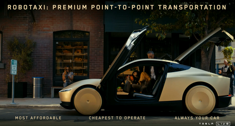 Tesla無人計程車Cybercab預計2026年量產問世|無人巴士與新一代機器人同場亮相!