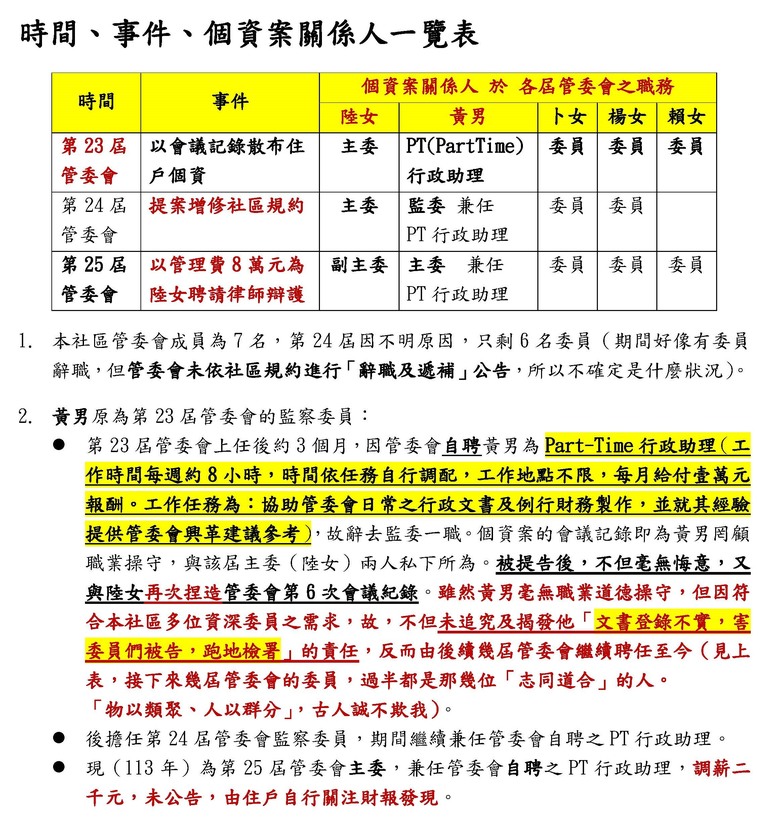 😱管委會詐騙社區管理費8萬元,為委員的私人刑事案聘請律師