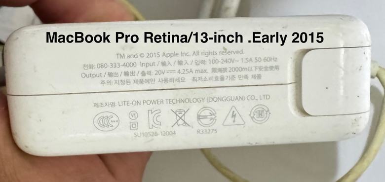 請2015年的MacBook Pro Retina/13-inch .Early 2015電源轉接器