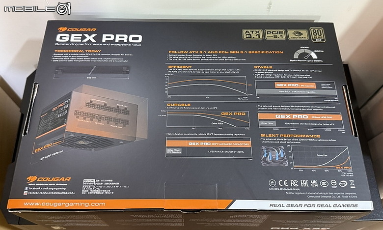 Cybenetics A+認證 & 壓紋線 COUGAR GEX PRO 850W 開箱