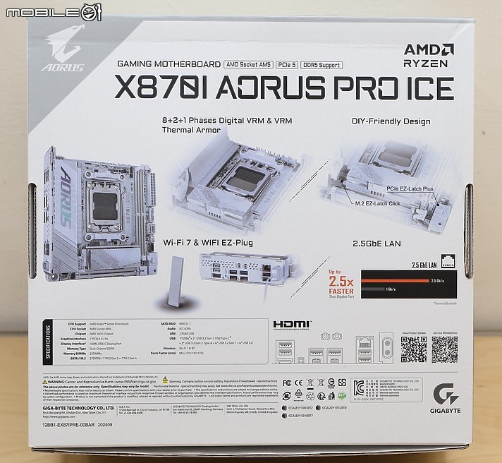[開箱] 技嘉 X870I AORUS PRO ICE 白色小鷹