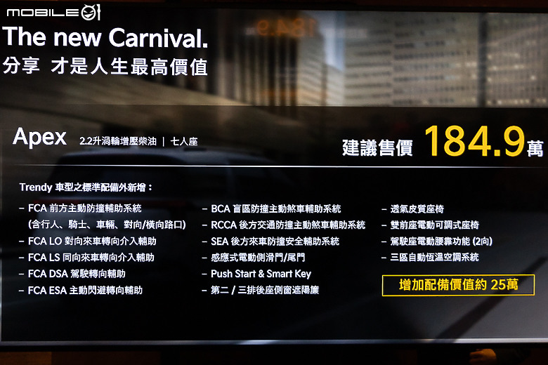 【採訪】Kia 小改款 Carnival 三車型 164.9～205.9 萬元正式上市！