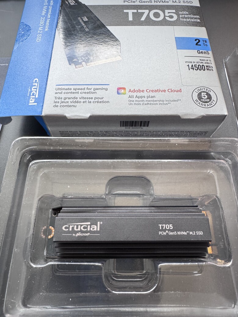 【新電腦開箱】美光 Crucial T705 PCIe Gen 5 SSD 2TB 真的是快啊！