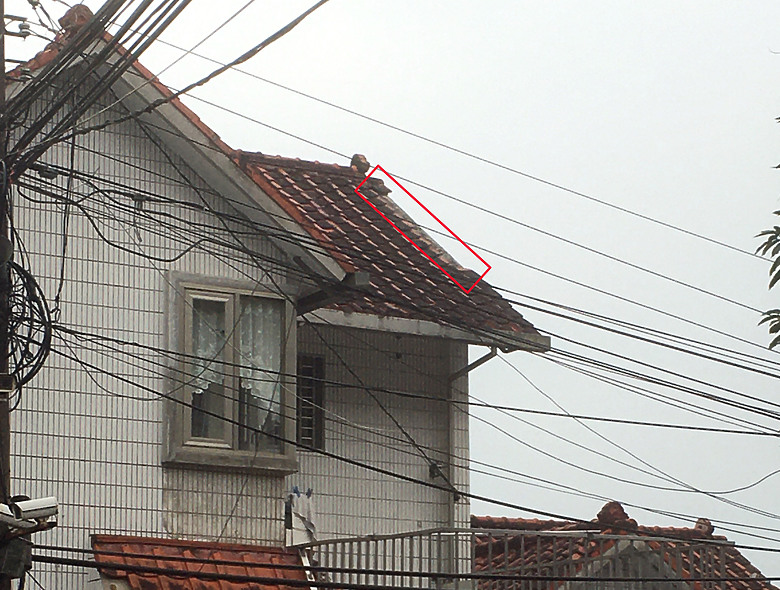 點我看大圖 屋瓦兩次颱風,都被隔壁鄰居掉落的屋瓦敲破.