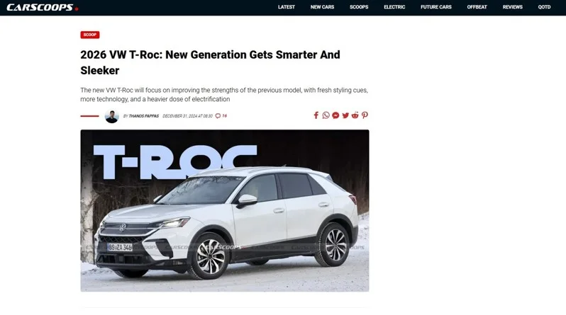 全新Volkswagen T-Roc偽裝測試現身 造型更時尚