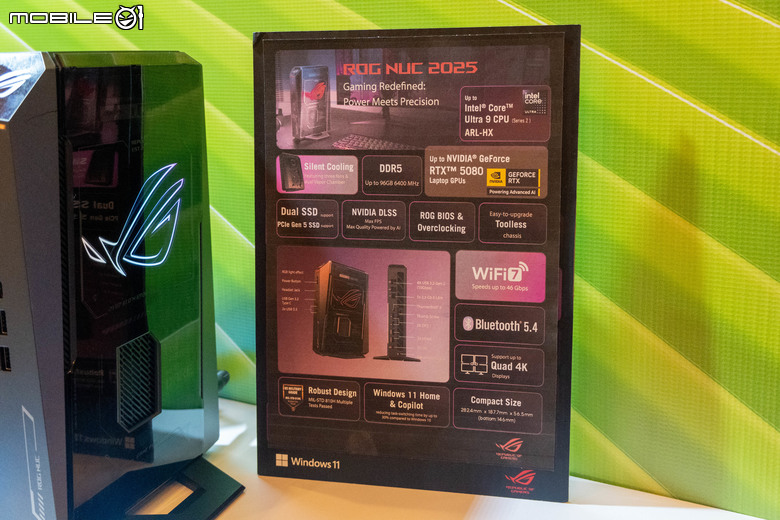 【CES2025】ROG 推出搭載 NVIDIA RTX 50 顯卡的新款 ROG NUC 迷你主機 以小空間獲得更多規格支援