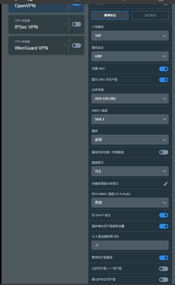 ASUS RT-AX1800S 架設OPENVPN問題？
