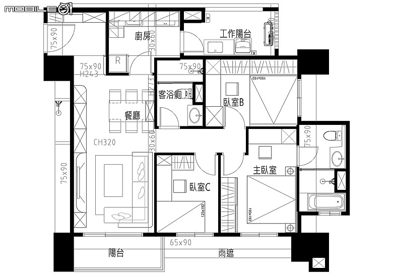 點我看大圖 【幫開箱】輕奢風小宅! 24坪3房2廳2衛的的細節之美!