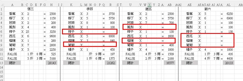 excel 沒賣出的商品不要顯示在出貨單上