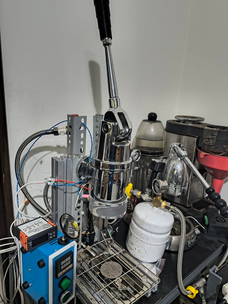 自製商業拉霸沖煮頭咖啡機