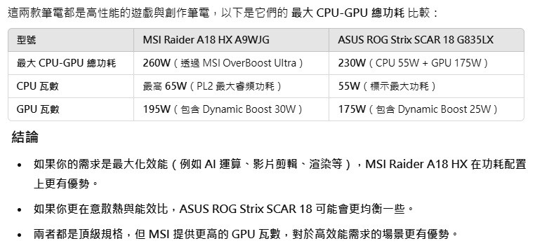RTX 50系列 筆電選購-MSI跟ASUS