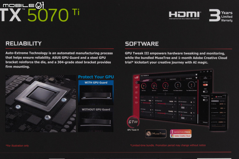 ASUS TUF GeForce RTX 5070 Ti O16G GAMING 顯示卡開箱實測 以優異散熱性能帶來效能加值的超頻卡選擇