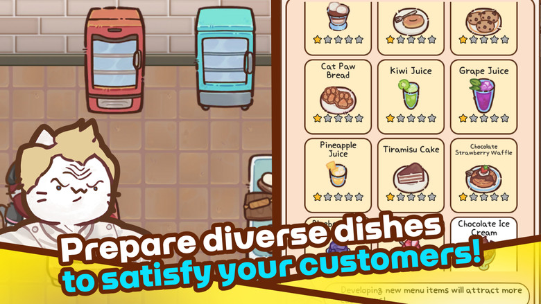 《貓咪餐廳》 Neko Restaurant : Cat Tycoon 2月25日通知上架 不算可愛的貓咪題材 點擊放置餐廳經營手遊 | 打掃、洗碗、做菜 招募員工 挑戰 西餐廳、日式餐廳、咖啡廳