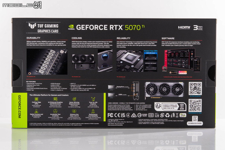 ASUS TUF GeForce RTX 5070 Ti O16G GAMING 顯示卡開箱實測 以優異散熱性能帶來效能加值的超頻卡選擇