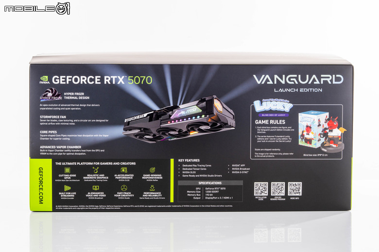 微星 GeForce RTX 5070 12G VANGUARD SOC 顯示卡開箱實測 以大型散熱設計帶來更低溫度壓制表現