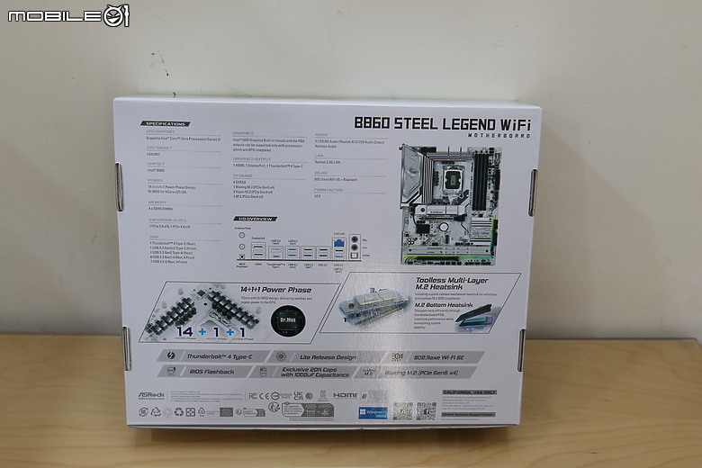 點我看大圖 高階用料美型白色 B860 Steel Legend WiFi 鋼鐵傳奇