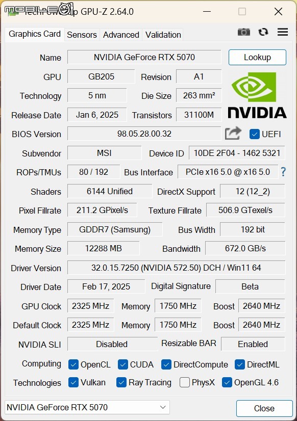 點我看大圖 微星 GeForce RTX 5070 12G VANGUARD SOC 顯示卡開箱實測 以大型散熱設計帶來更低溫度壓制表現