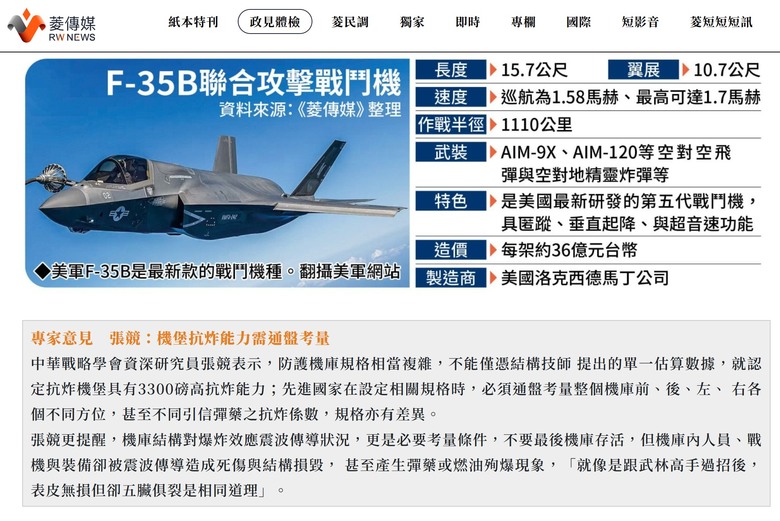 原來台灣軍方也承認不應該單純想以購買F-16V去對抗中共的匿蹤戰機