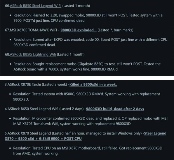 AMD Ryzen 7 9800X3D 損毀案例突破100件 :多數發生於 ASRock主機板 ,引爆AM5相容性疑慮