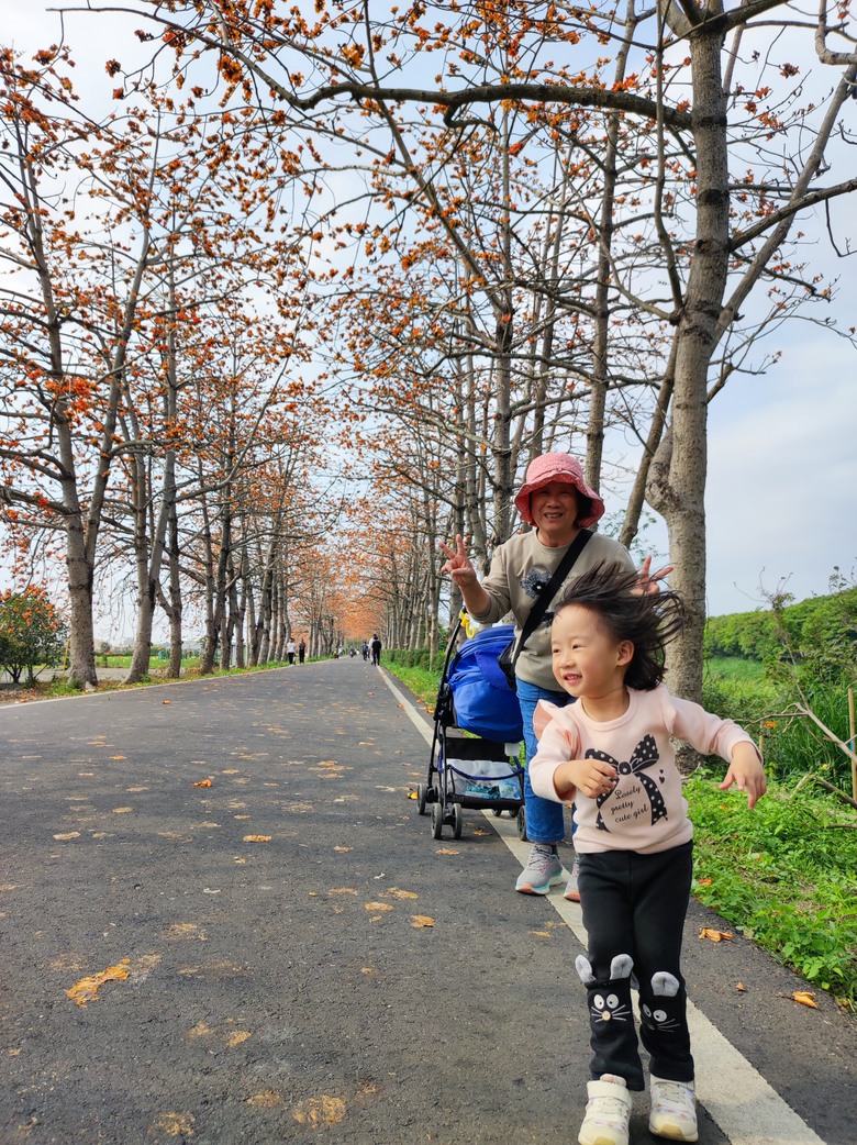 2025年，嘉南，小小孩的騎旅，日不落木棉花道^_^