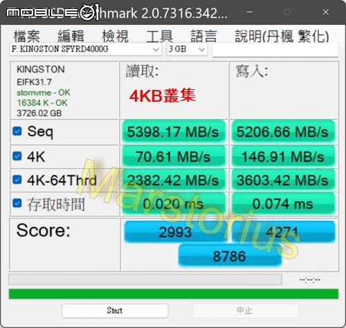 點我看大圖 KingSton FURY Renegade 4T 不專業測速